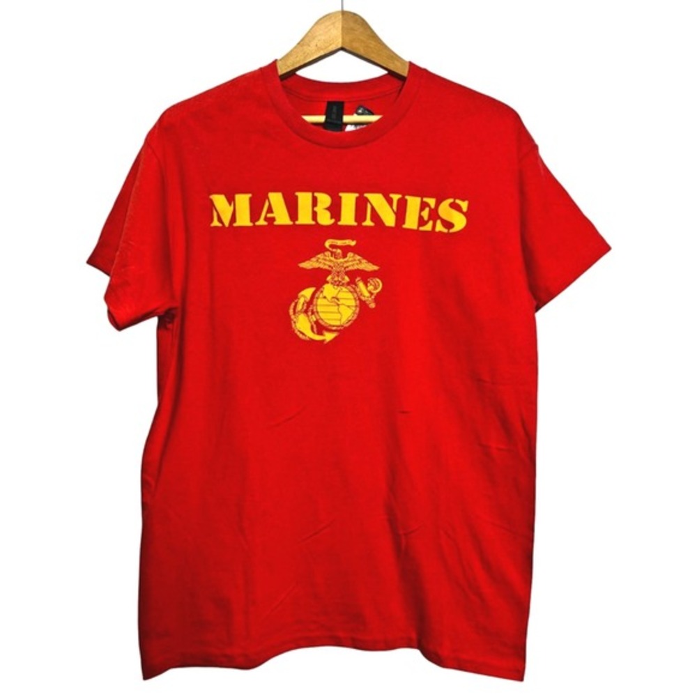 GILDAN US Marines UNISEX SIZE MEDIUM‎ NWOT Military Graphic T-Shirt RED/YELLOW